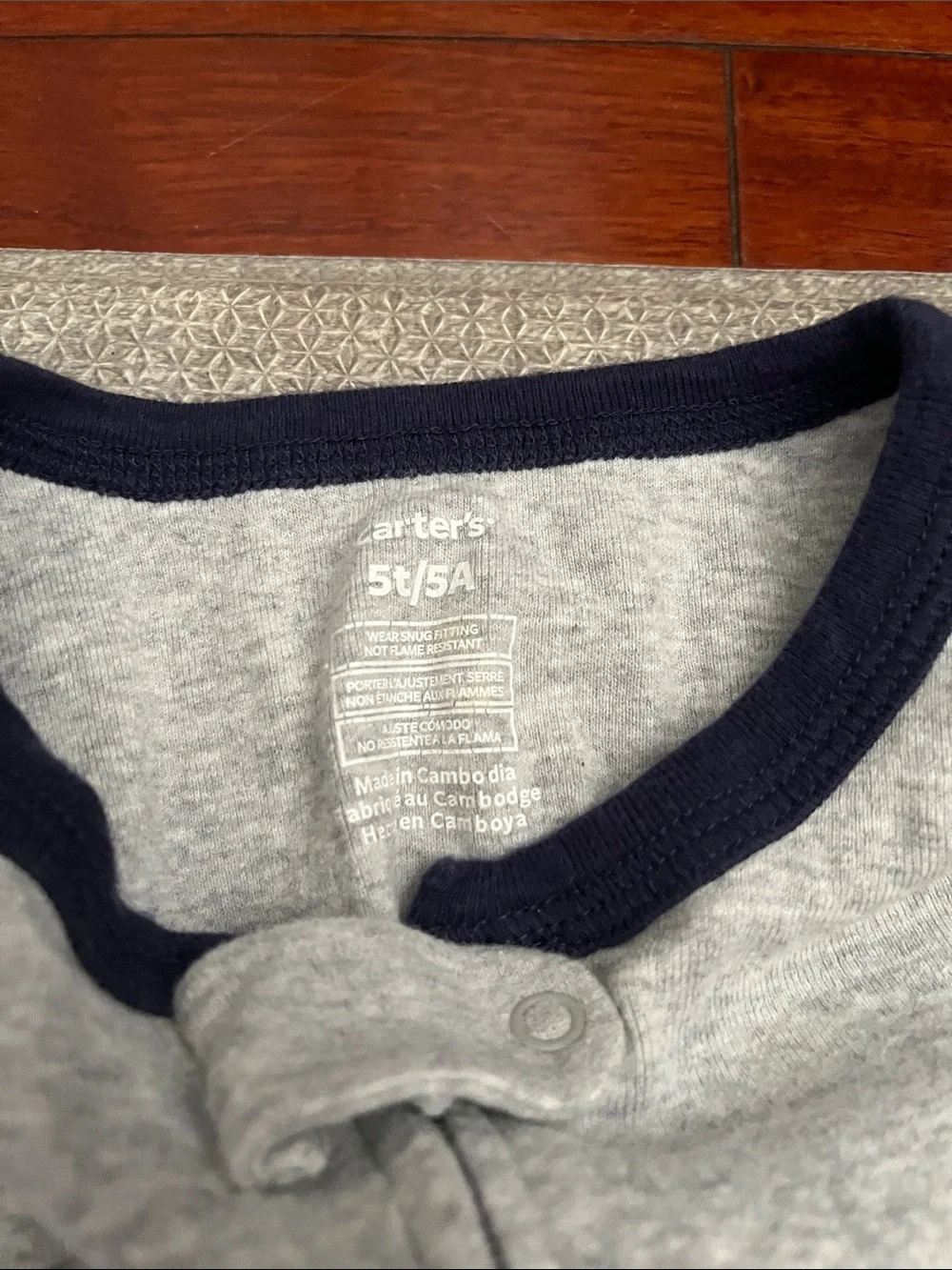 Carter's Heather Gray Footless Pajama with Navy Trim